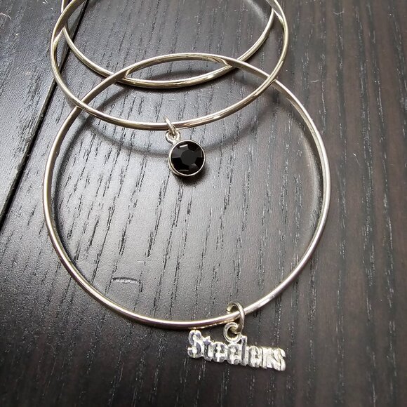 Pittsburgh Steelers Silver Set of 3 Bangle Bracelets! Great condition! - Picture 3 of 3